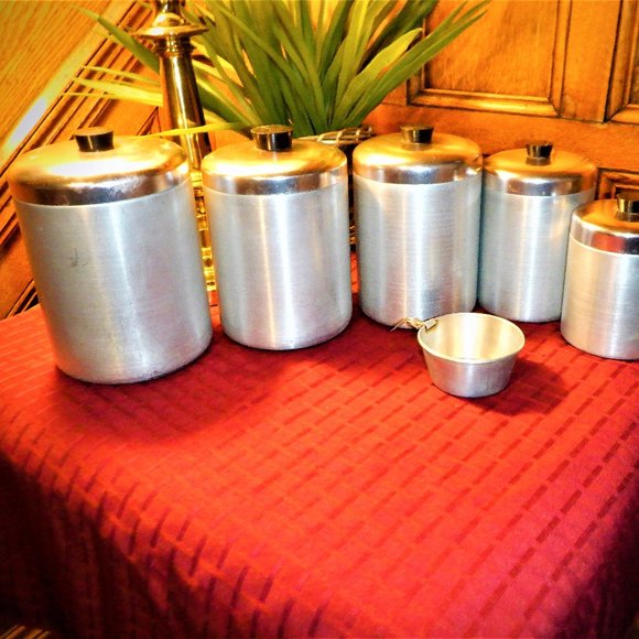 VINTAGE ~ 11 Pc MCM Aluminum ~ CANISTER SET ~ Made in ITALY - Picture 5 of 5